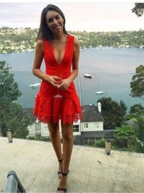 Kookai Red Lace Mini Dress